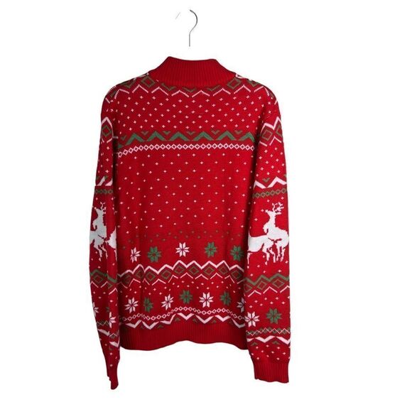 Tipsy Elves 1/4 Zip Pull Over Reindeer Sweater - Picture 2 of 7